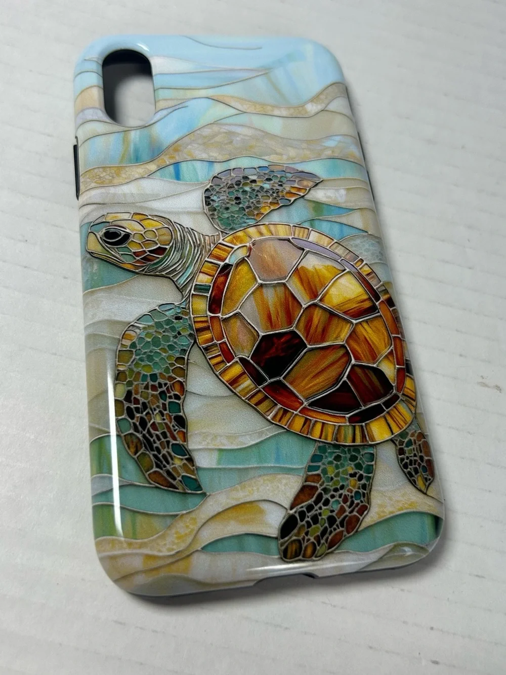 iPhone X/XS Stained Glass Turtle - Stained Glass Window Art Sea Case